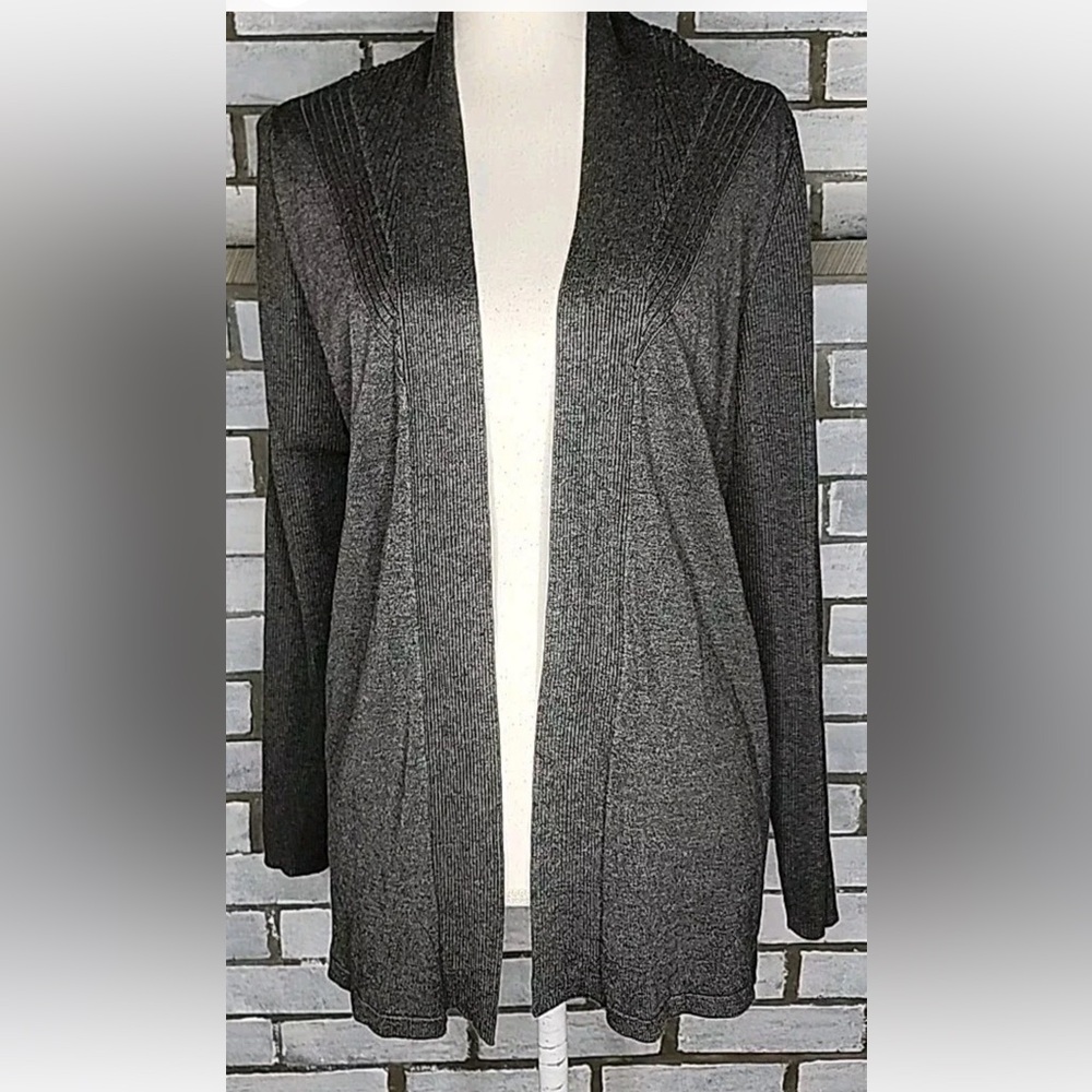 Croft & Barrow Long Sleeve Knit Open Cardigan Sweater Grey Layer Office Business